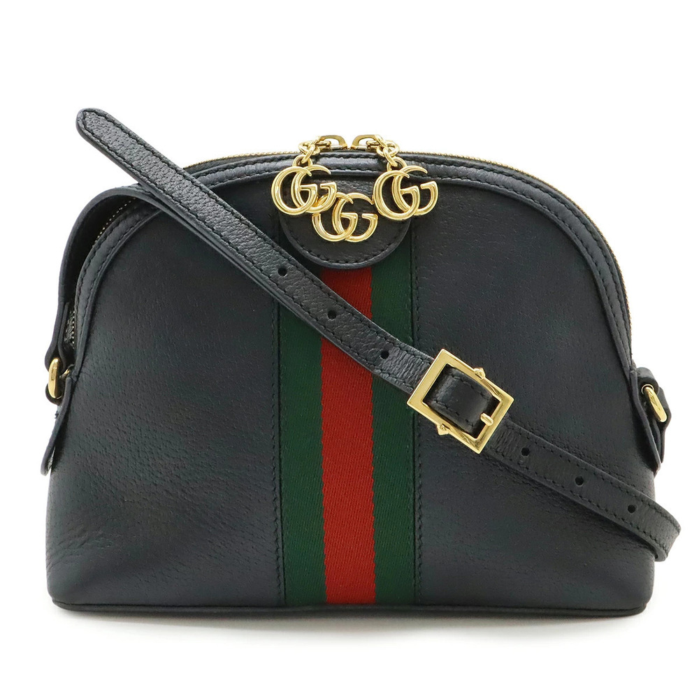 Gucci Ophidia Sherry Shoulder Bag Pochette Leather Black Green Red